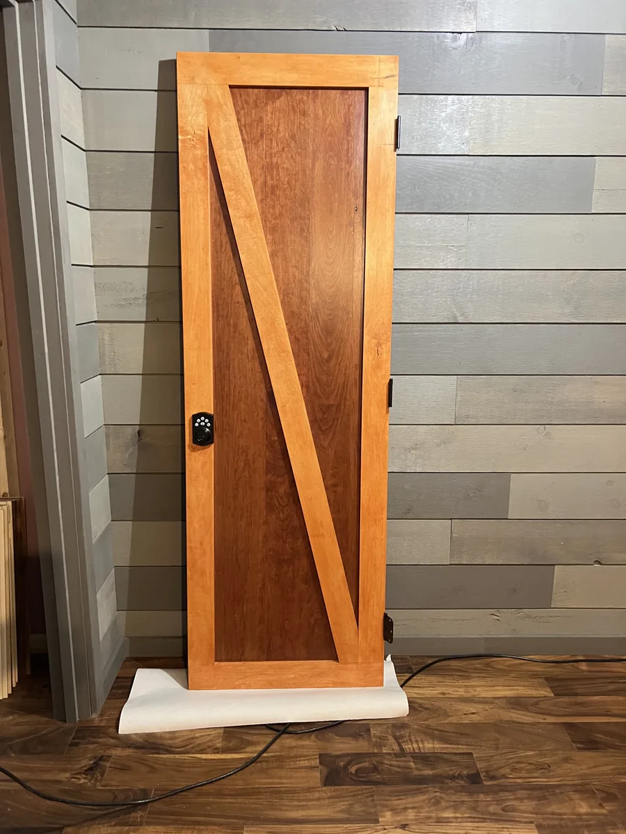 Custom wood door with Z-brace built by DeFaria Construction