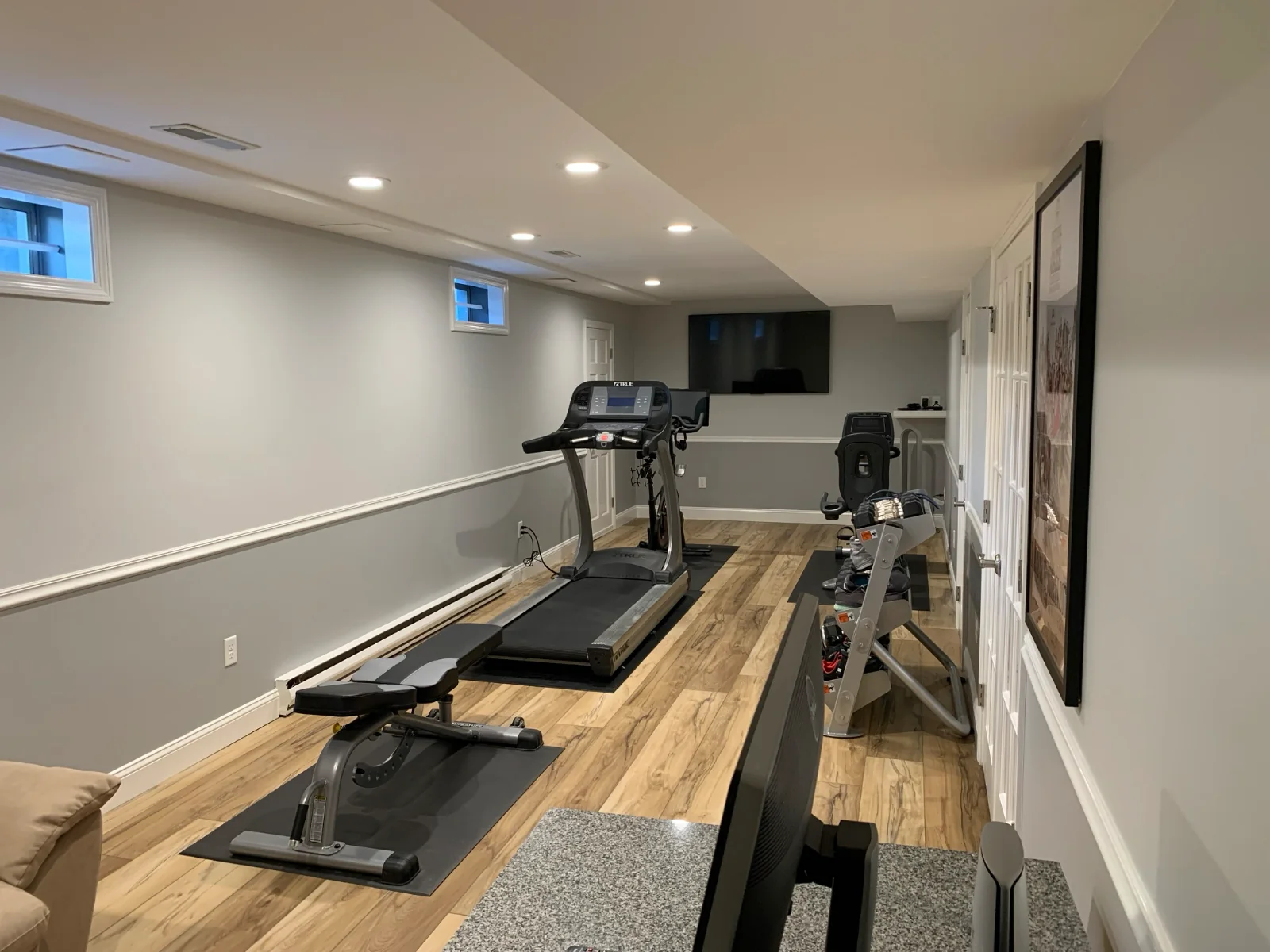 Finished basement project by DeFaria Construction