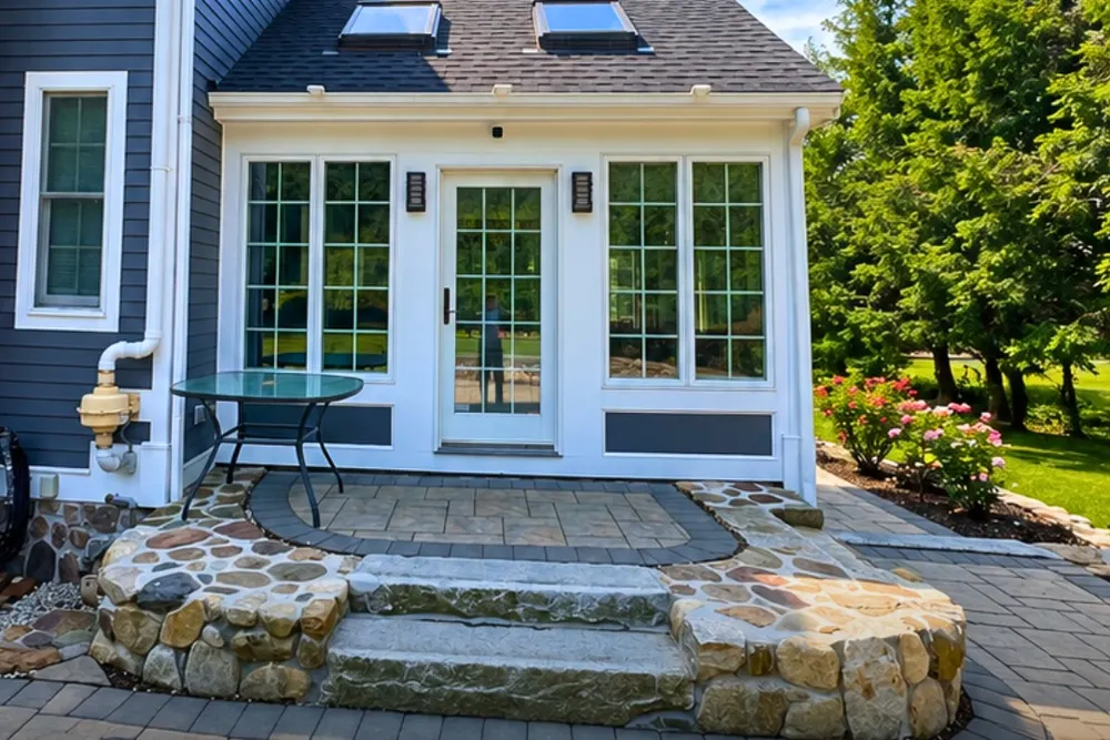 Home addition with matching siding and trim by DeFaria Construction