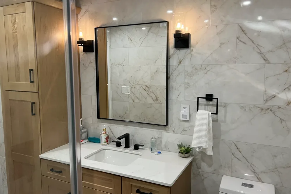 Finished bathroom remodeling in Danvers, MA, materials and finish