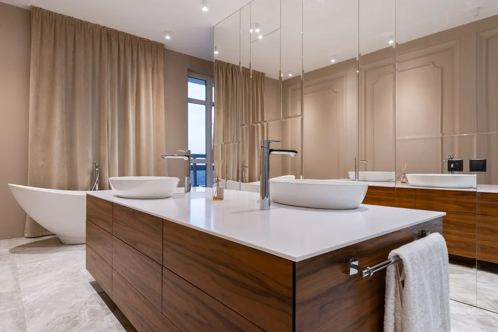 Finished bathroom remodeling in Littleton, MA — materials and finish